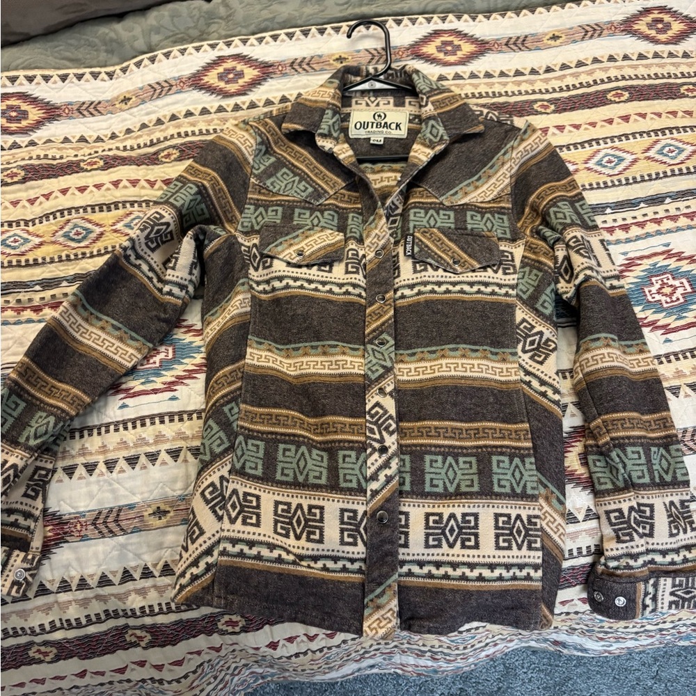 Outback Women's Patterned Jacket in Brown & Cream
